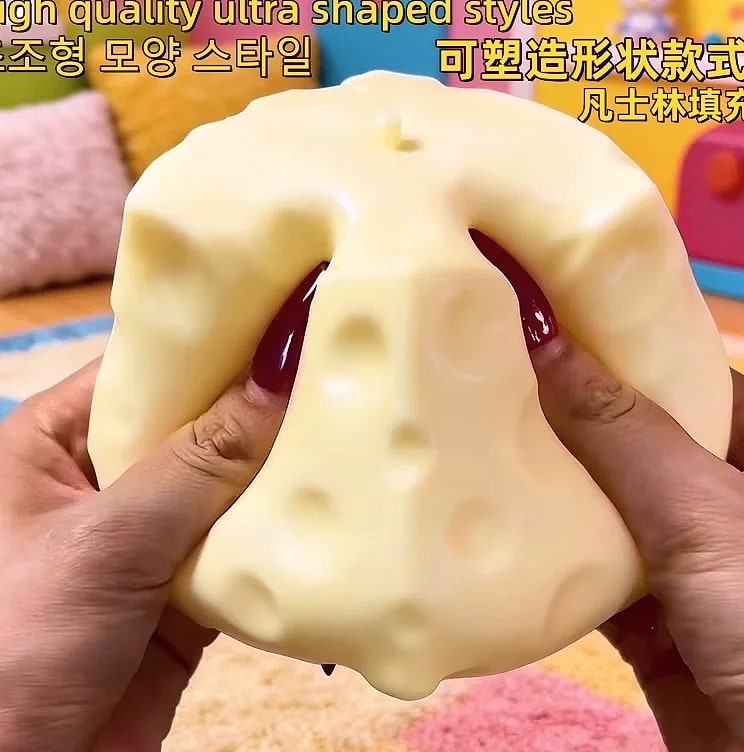 Jumbo Cheese Cube Stress Ball Shapeable Fidget Toy