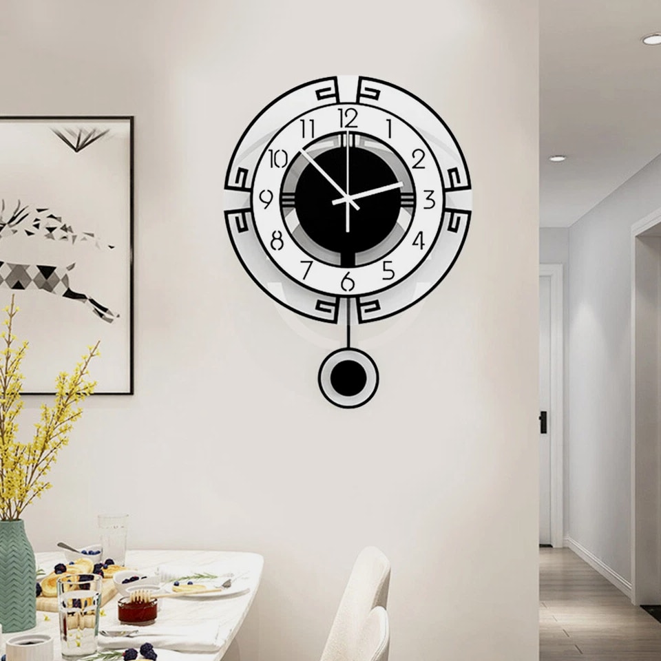 Large Swing Wall Clock Modern Nordic Living Room Silent Pendulum Wall Clock NEW.