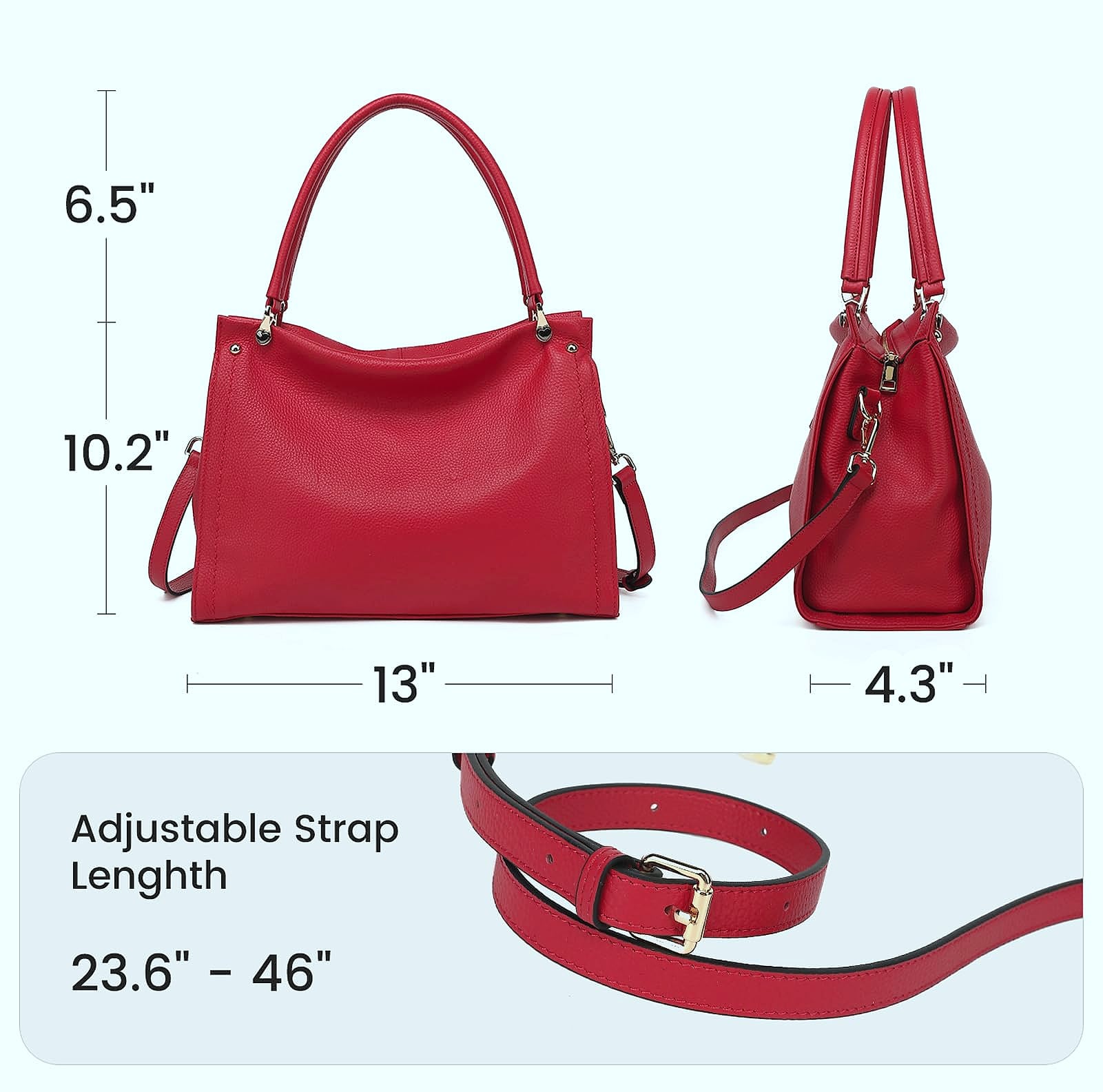 KOGTLA Medium Genuine Leather Tote Handbag for Women
