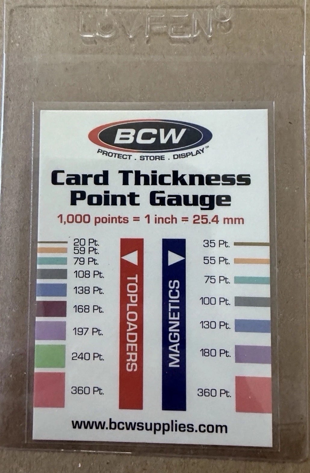 BCW Thickness Point Gauge Trading Card Measurement Tool
