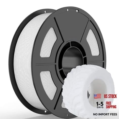 95A 3D Printer Filament 1.75mm, Flexible & Soft Polyurethane, TPU White