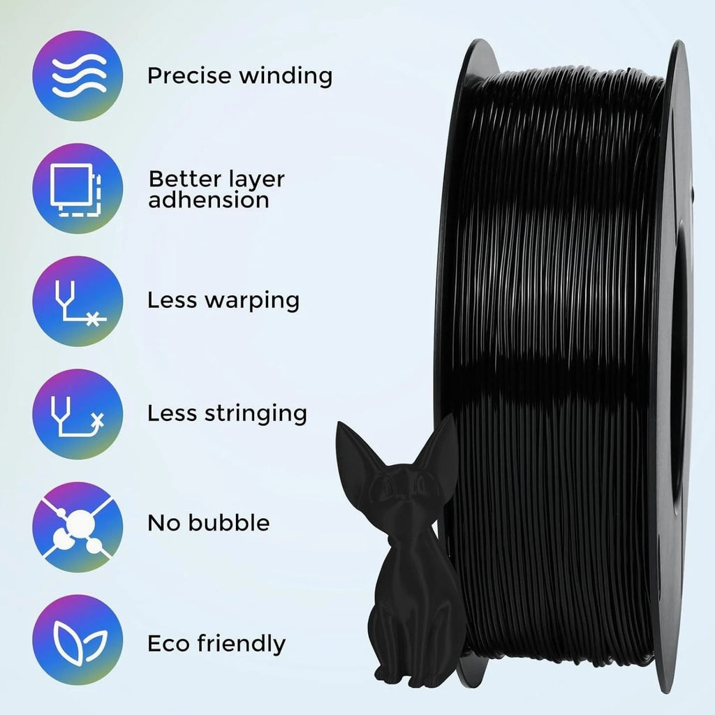 TPU Filament 1.75mm, 95A Soft Flexible 3D Printer Filament - Black 1kg