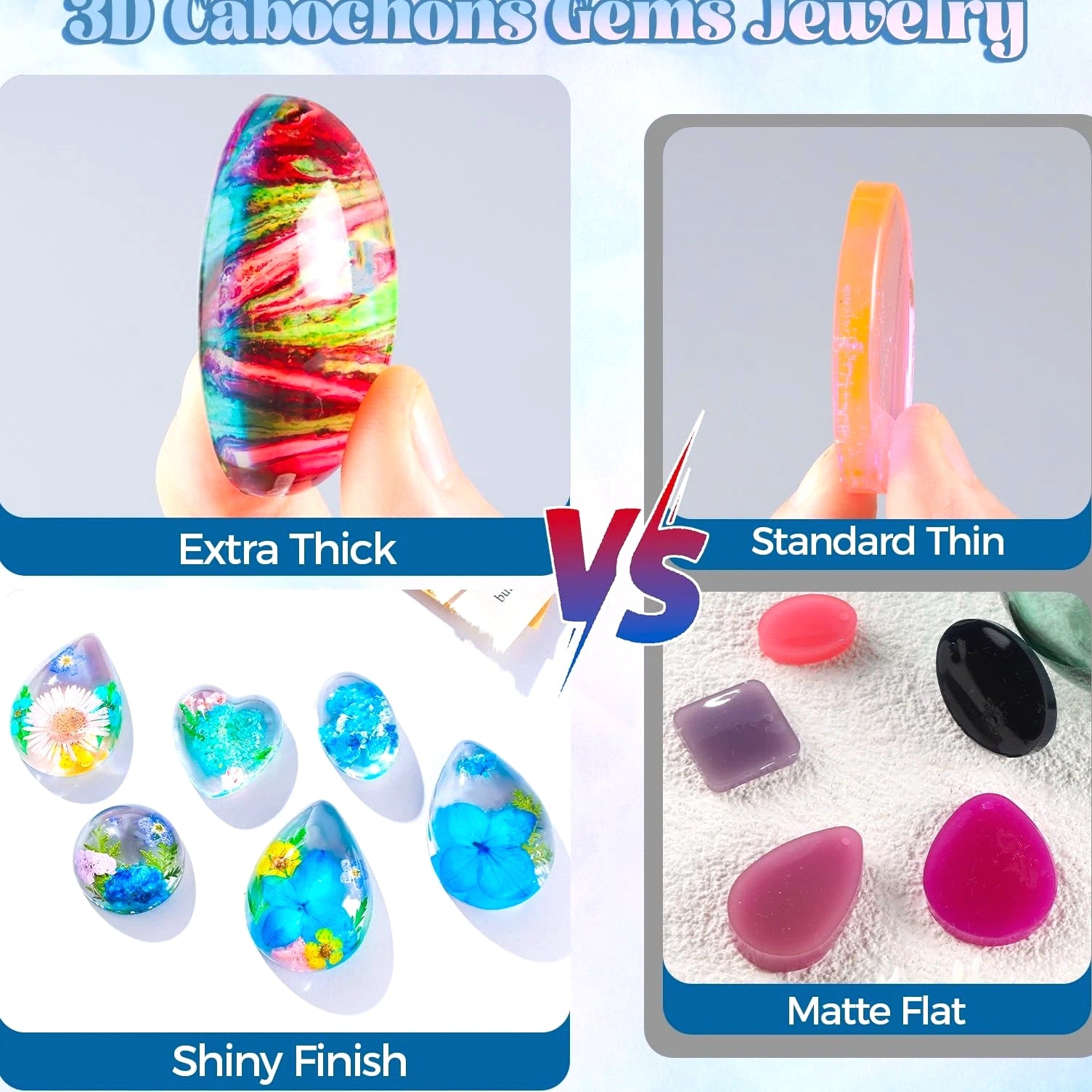 Cabochon Gems Resin Molds, 36 Cavities UV Resin Jewelry Making Kit with 16 PC...