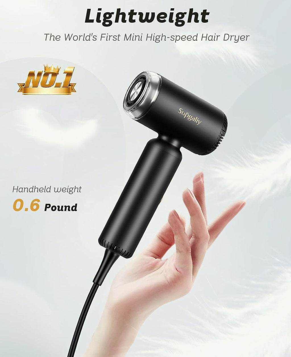 SUPGALIY Dual Voltage Travel Hair Dryer, Ionic Mini Blow Dryer