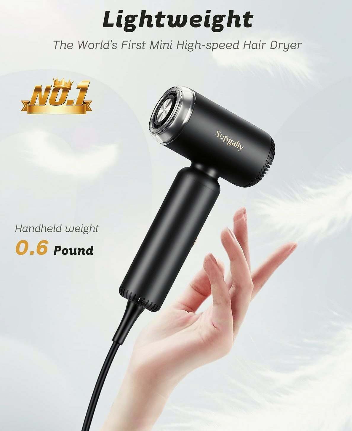 SUPGALIY Dual Voltage Travel Hair Dryer, Ionic Mini Blow Dryer