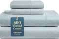 King Size Bed Sheets 600 Thread Count 100% Cotton Blue LANE LINEN Long-Staple