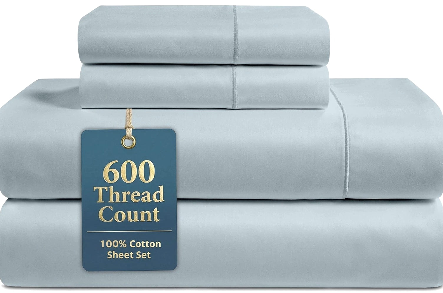 King Size Bed Sheets 600 Thread Count 100% Cotton Blue LANE LINEN Long-Staple