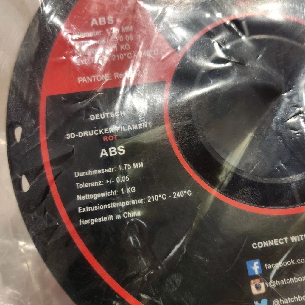 HATCHBOX ABS 1.75 mm 3D Printer Filament in Red, 1kg Spool