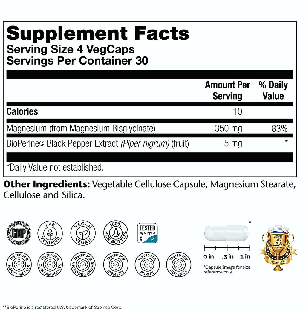 Solaray Magnesium Glycinate 350mg Chelated Capsules