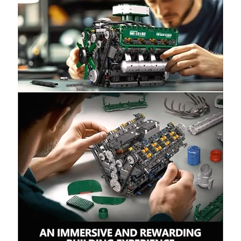 Mould King 10182 V8 Engine Building Blocks with Motor