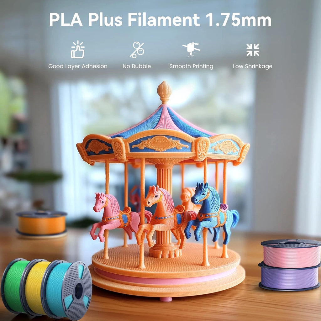 PLA Plus Filament 1.75mm Black 1KG, Neatly Wound 3D Printer Filament 1.75mm