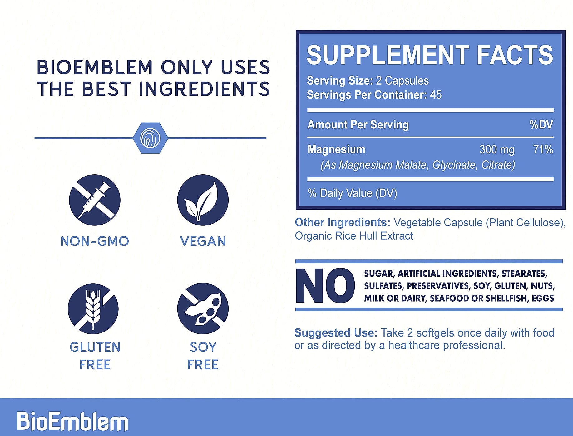 BioEmblem Triple Magnesium Complex 300mg Supplement
