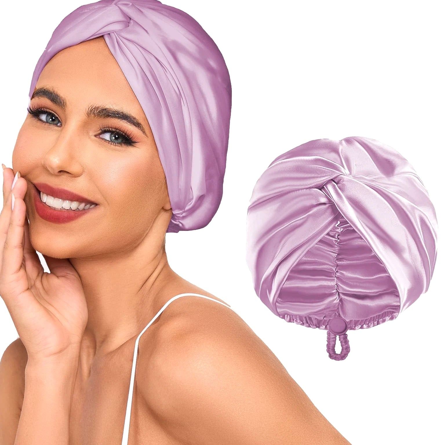 Adjustable Satin Silk Hair Bonnet for Sleeping Women, Double Layer, Hair....