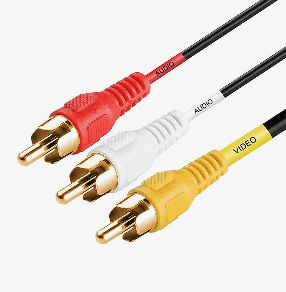 Cmple - 3 RCA Cable 50 Feet Composite Three RCA Male to Male Audio Video Cables A/V Gold Plated Triple Plug to Plug Cord for VHS/DVD Players, TVs