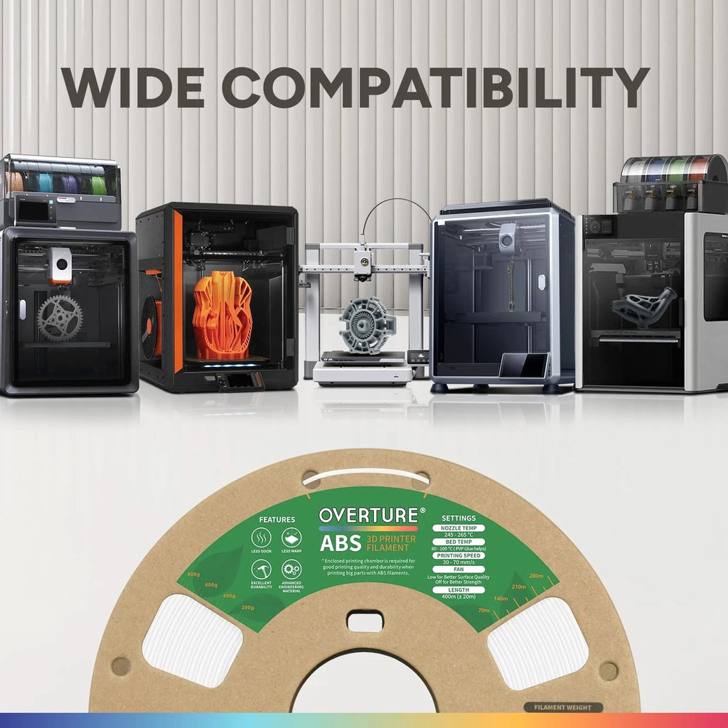 ABS Filament 1.75mm, High Strength & Heat-Resistant 3D Printer Material, Low ...