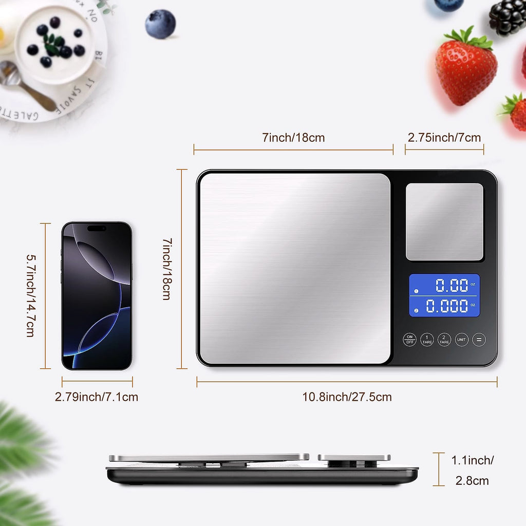 KUAIVO Dual Platform Food Scale, 0.001oz Precision Baking