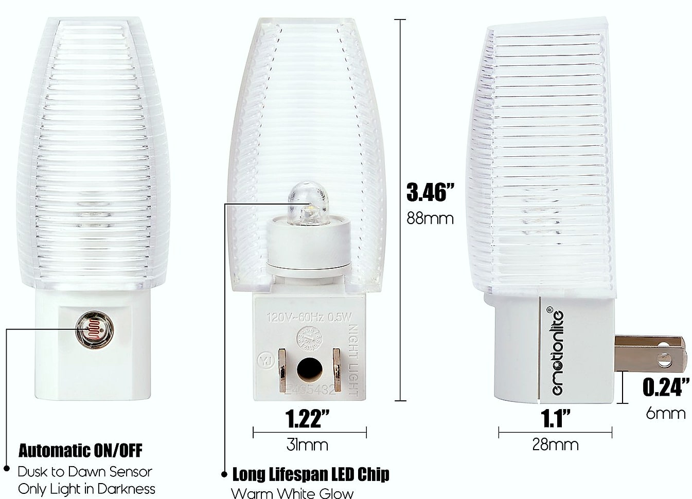 Emotionlite 4-Pack Plug-In Night Light with Dusk to Dawn Sensor