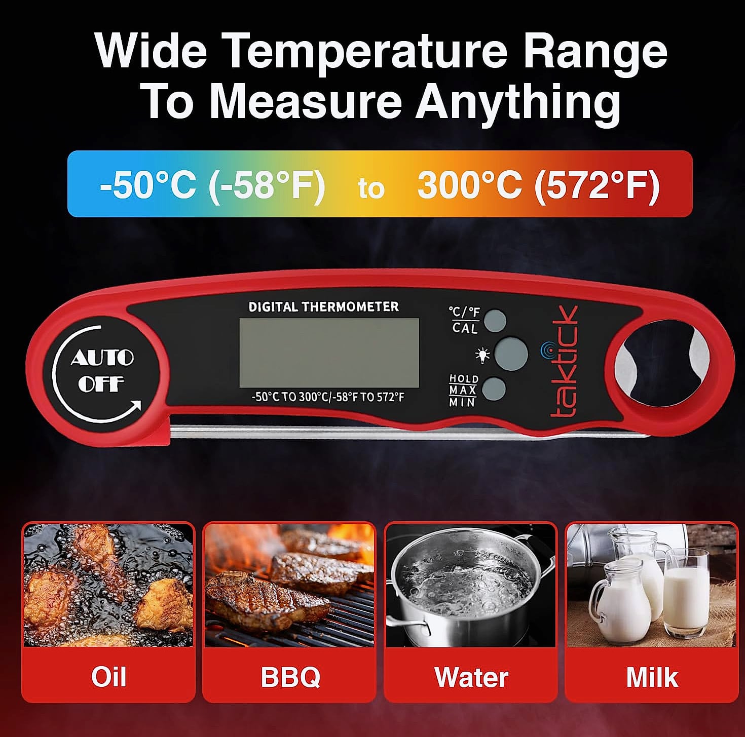 TAKTICK Digital Food Thermometer with Instant Read Display
