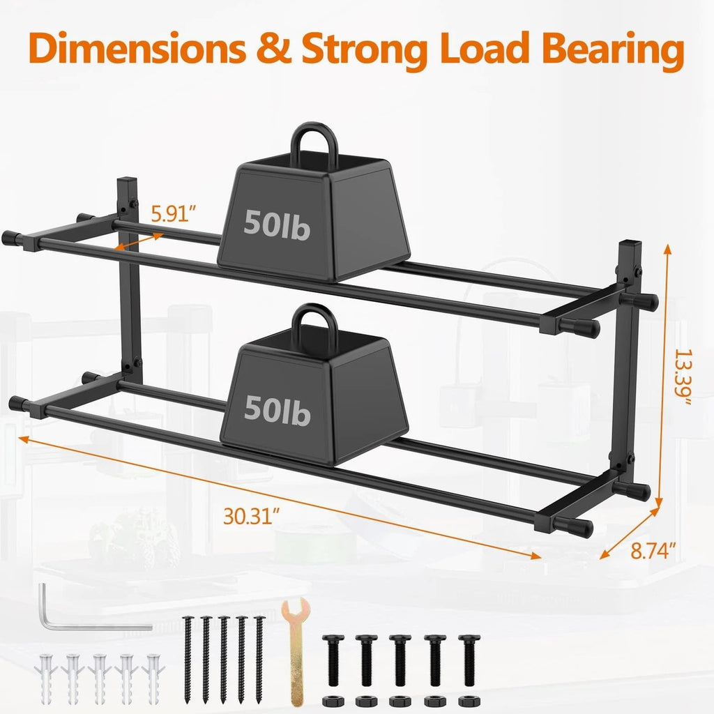 3D Printer Filament Storage Rack Wall Mount, Foldable Heavy Duty Metal Shelvi...