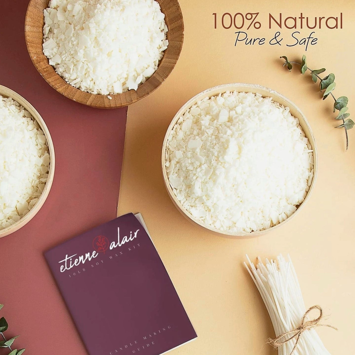 Natural Organic Soy Candle Wax Bulk For Candle Making, 10 lbs Soy Wax Flakes Kit