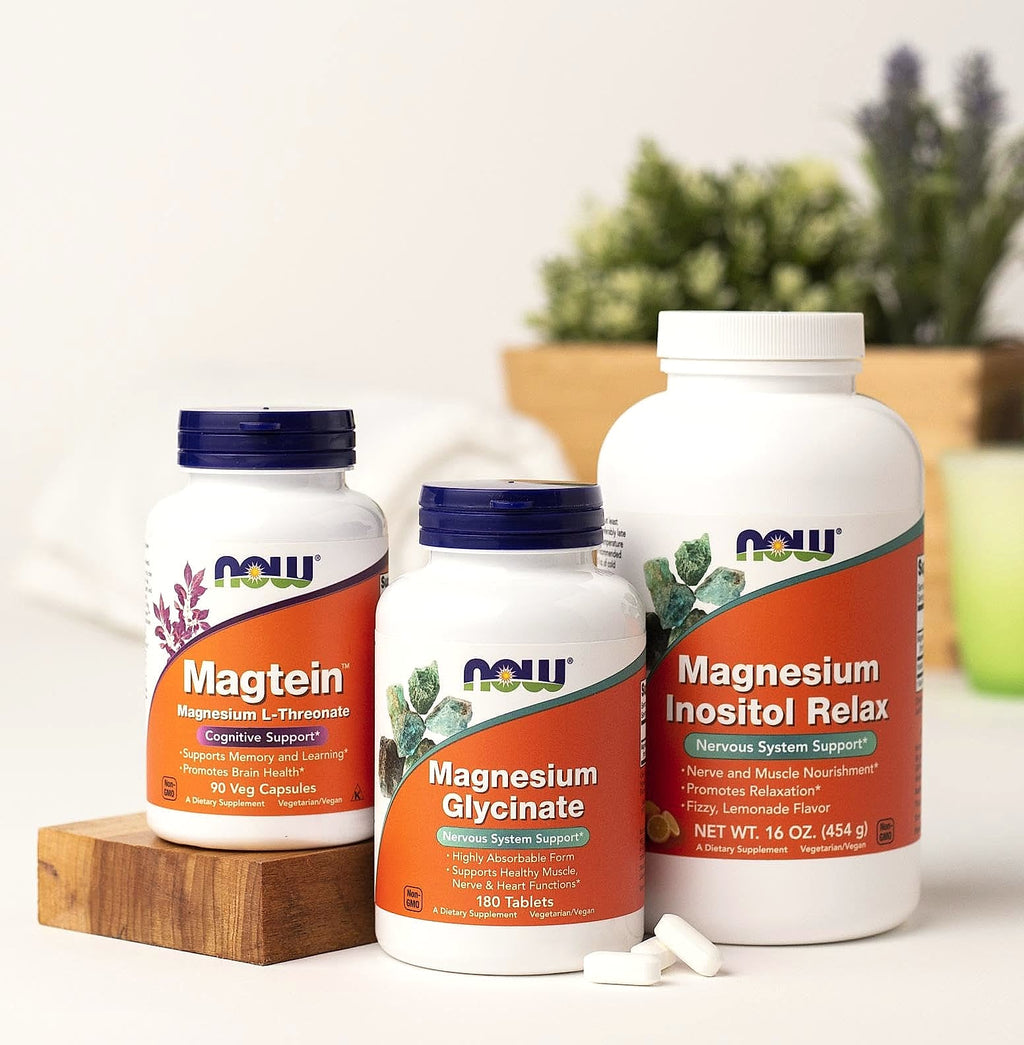 NOW Foods Magnesium Glycinate 100 mg, 180 Tablets