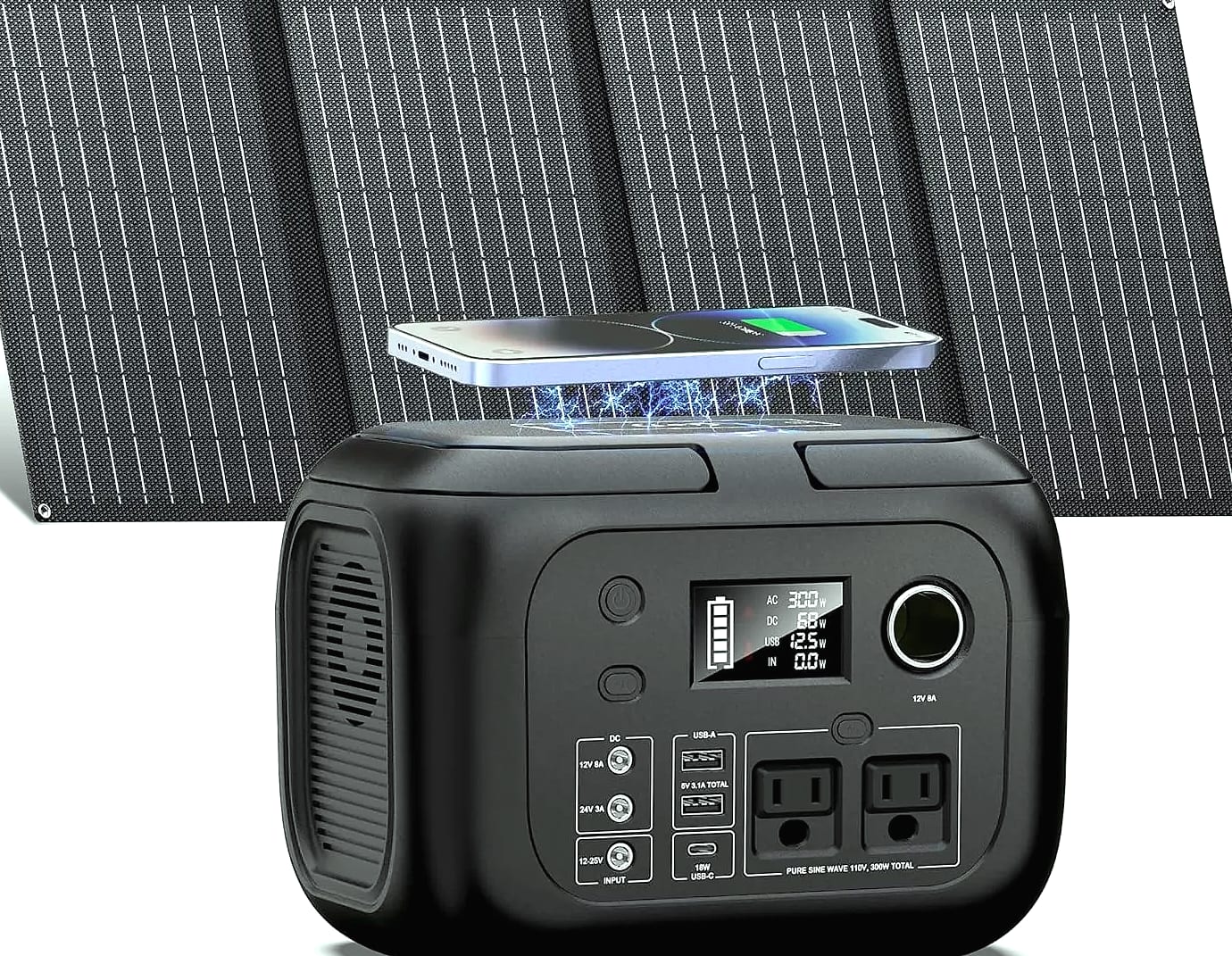 SinKeu 300W Portable Power Station with 40W Solar Panel Kit