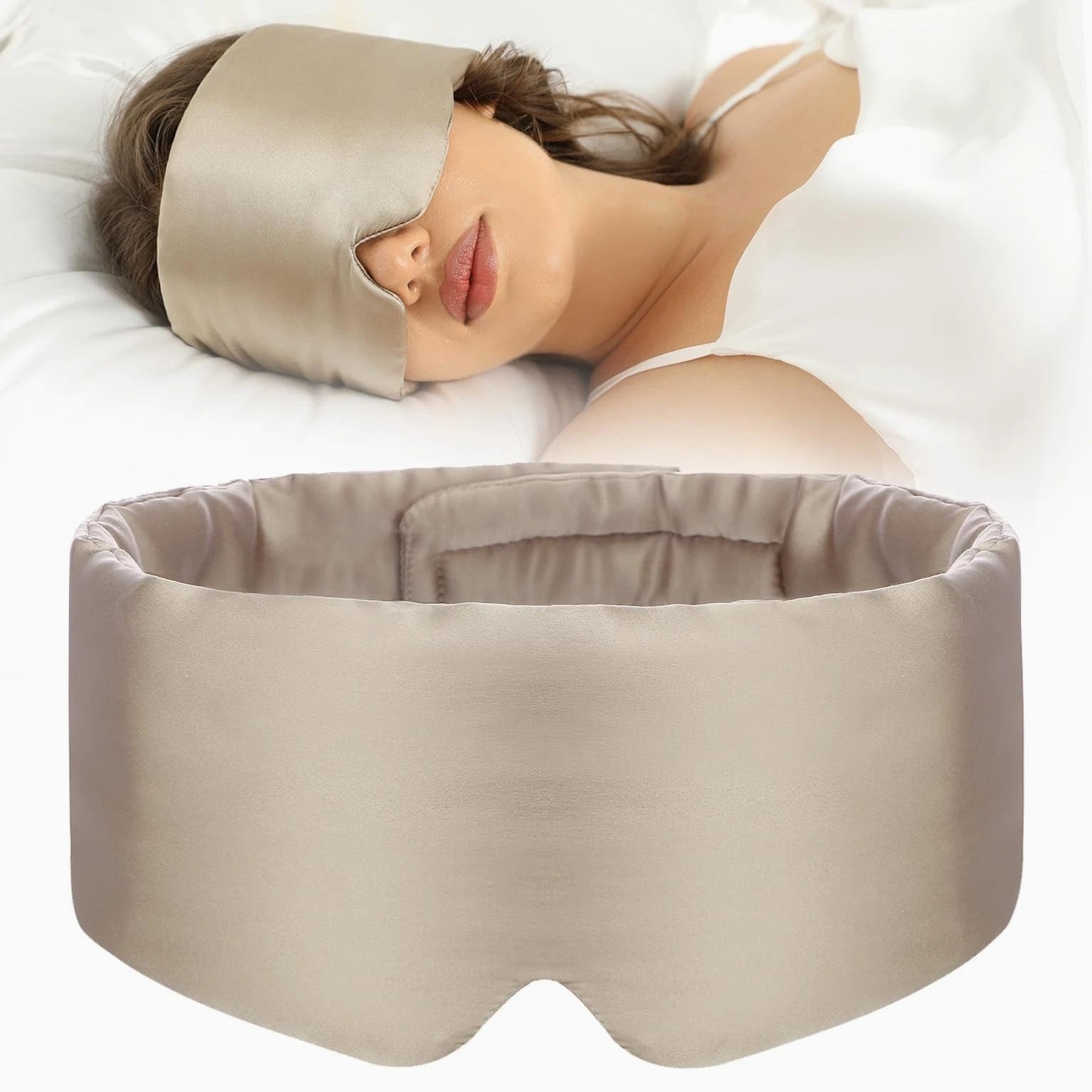 SECZIPE 100% Mulberry Silk Sleep Mask Eye for 1 Count (Pack of 1), Taupe