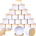 24 Pcs 4oz White Candle Tins With Wood Grain Lids, Matte Jars for Candle Making