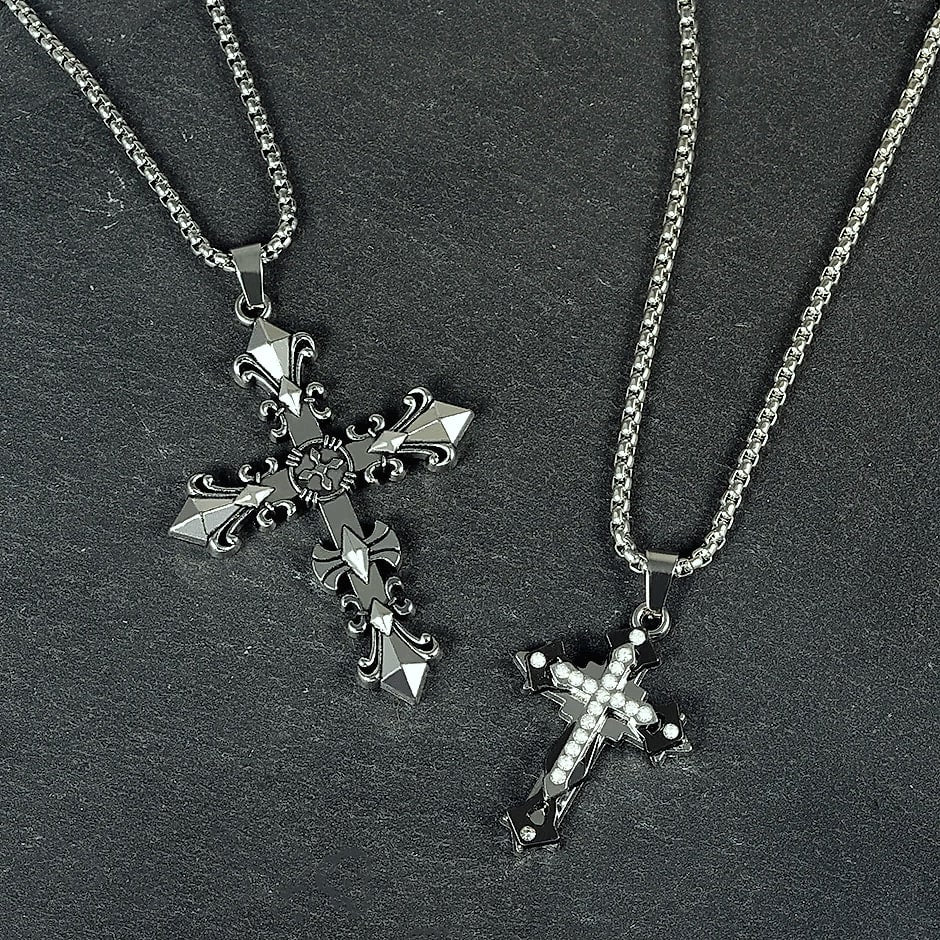 Dress-Up Vintage Cross Pendant Necklace Men Gothic Style