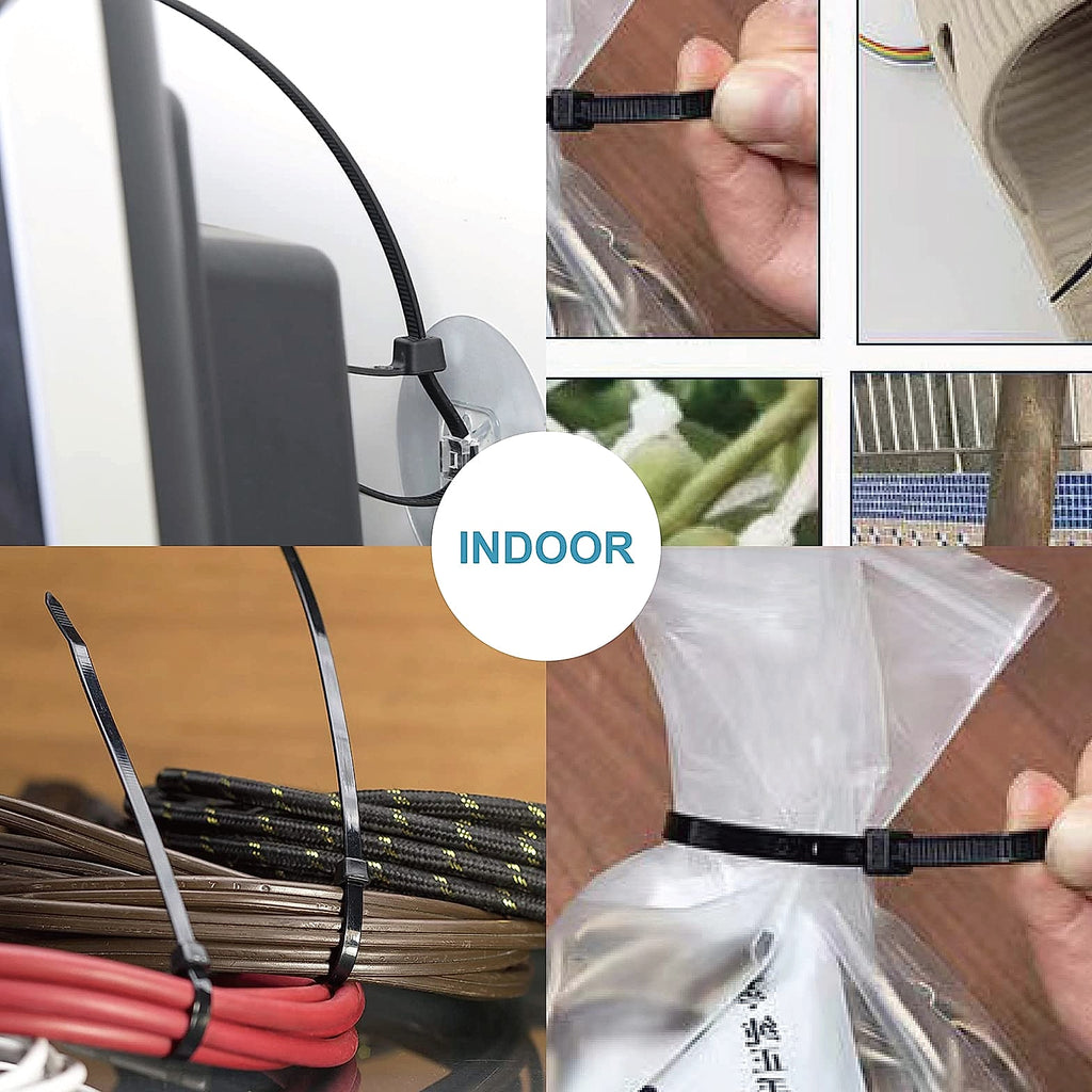 ANOSON Zip Ties Assorted Sizes 400 Pack Cable Ties UV Resistant