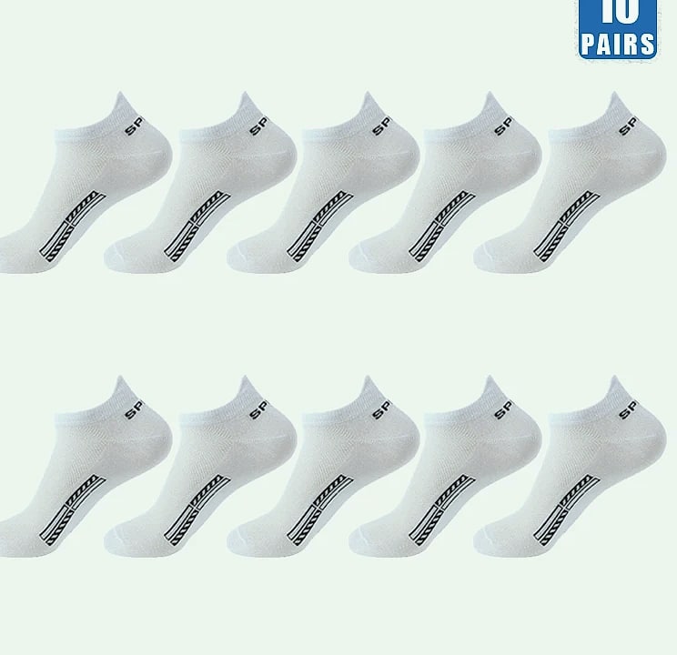 Men's Breathable Mesh Cotton Socks 10 Pairs Short Tube