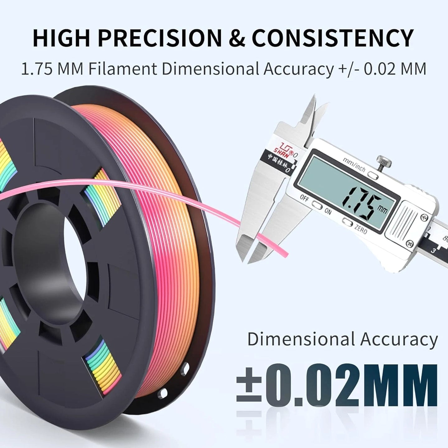 4-Pack Silk Matte Rainbow PLA Filament 1.75mm - Multicolor Fast Color Change 3D