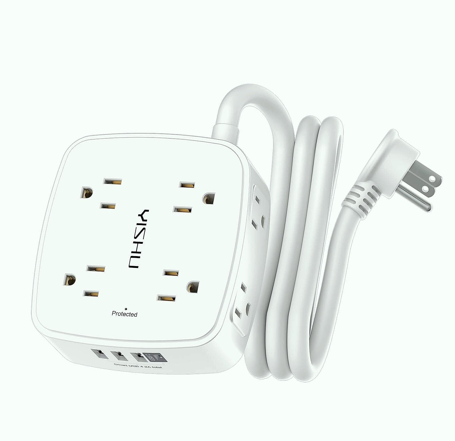 YISHU 6 Ft Surge Protector Power Strip, 8 Outlets 4 USB