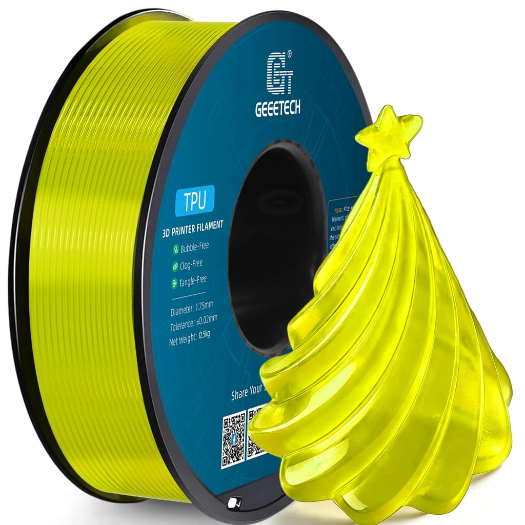 Geeetech TPU Filament 1.75mm, Shore 95A Flexible 3D TPU, Clear Yellow