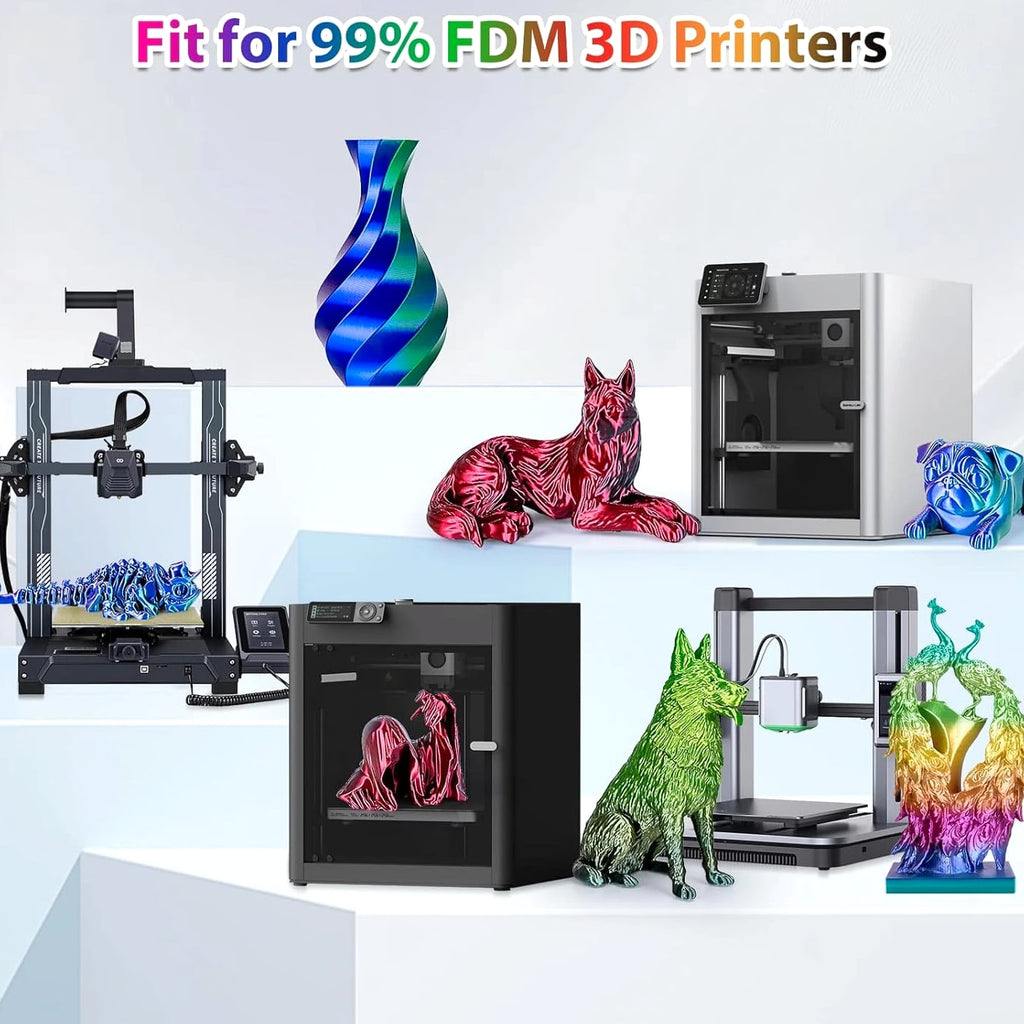 Silk Rainbow PLA Filament 1.75mm Silk PLA 3D Printer Filament, Shiny Fast Color Changing Gradient