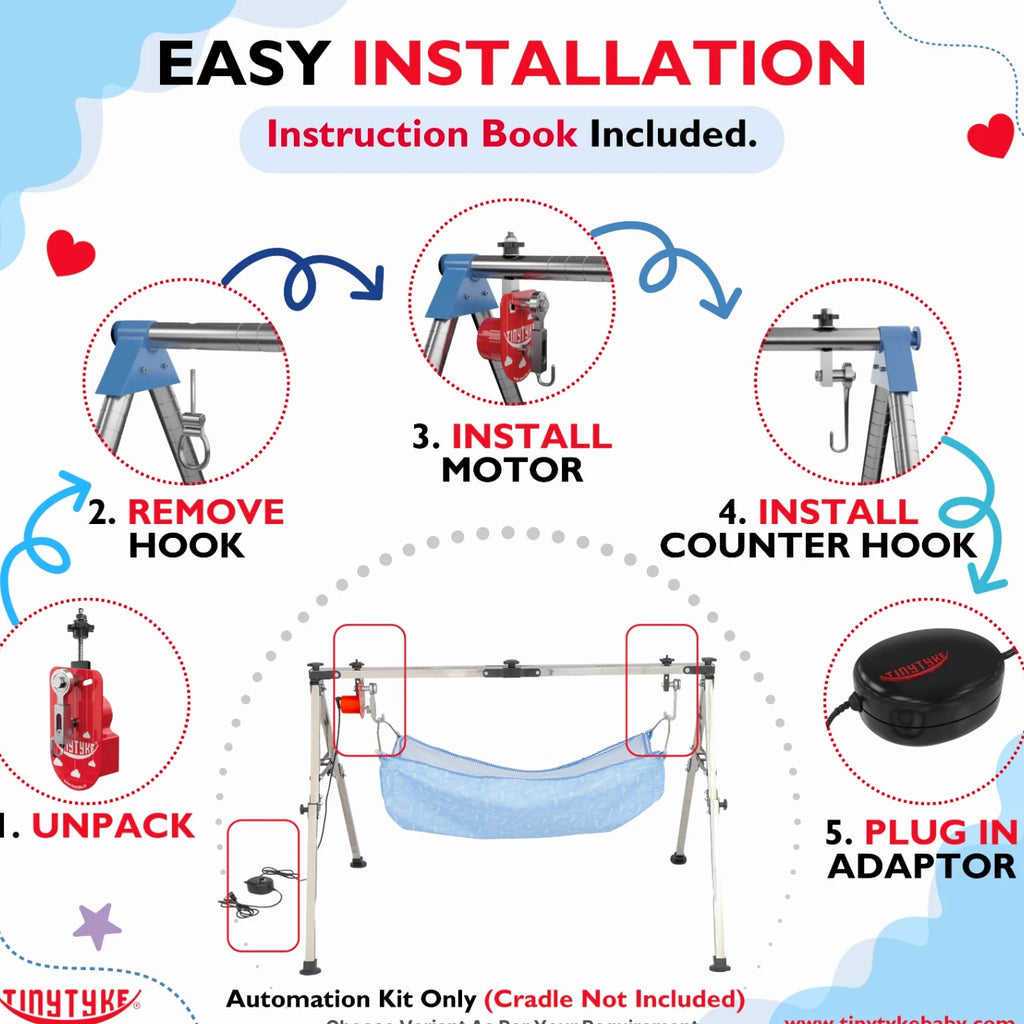 TinyTyke Baby Cradle Automation Kit with Mobile App | Automatic Swing Control