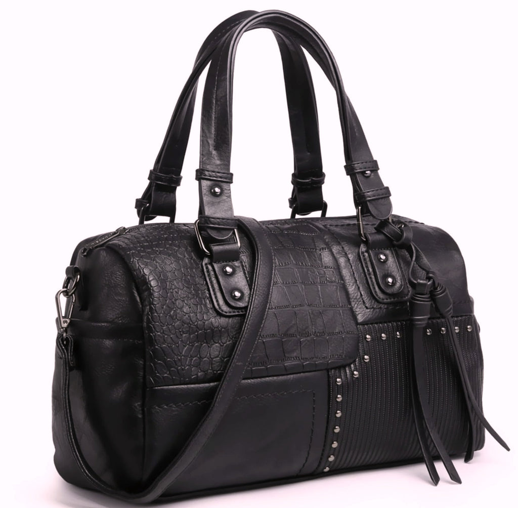 Dasein Women's Vegan Leather Barrel Bag Hobo Tote