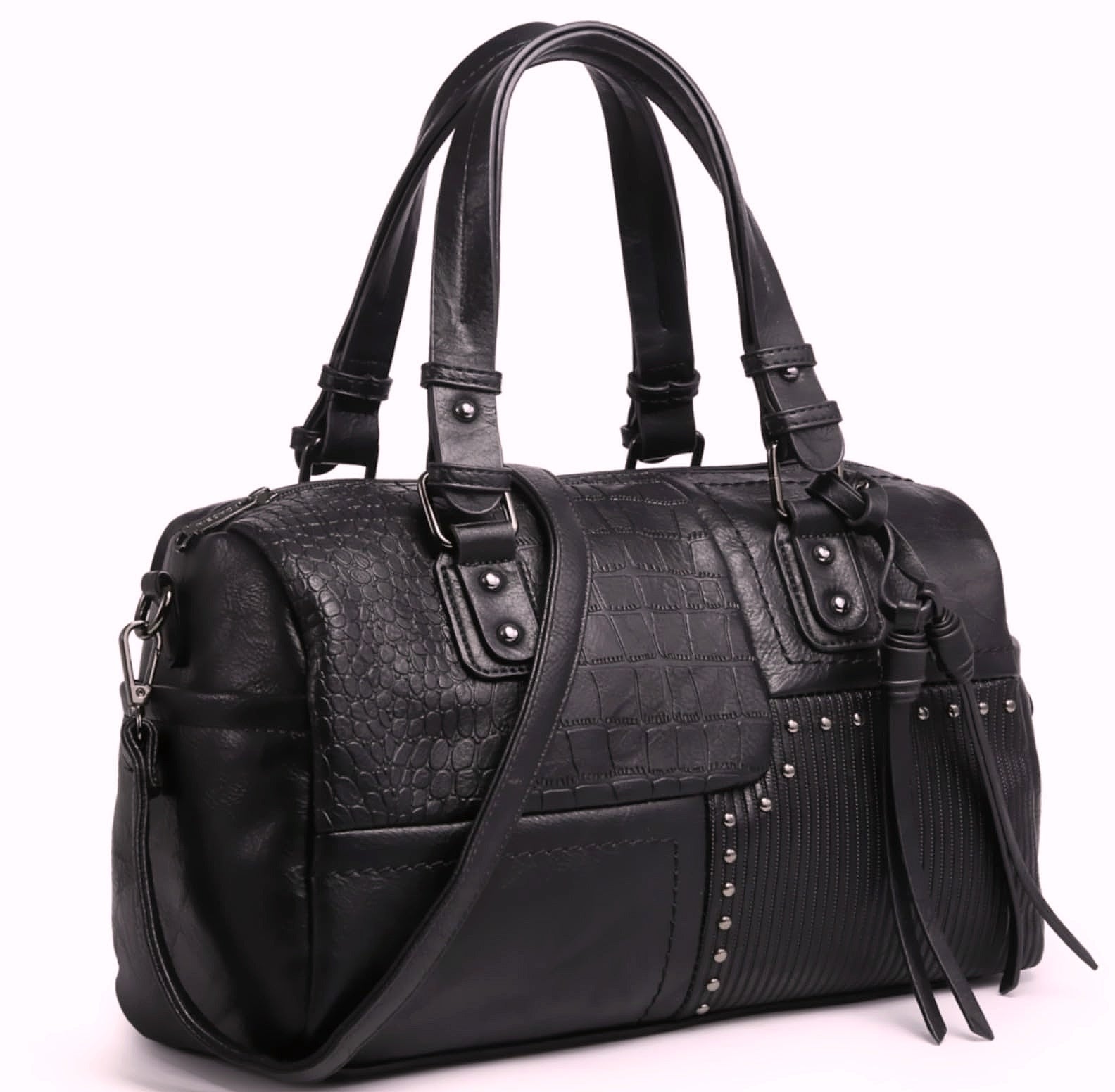Dasein Women's Vegan Leather Barrel Bag Hobo Tote
