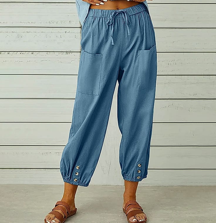 INSTYLISH Women's Cotton Linen Wide Leg Pants