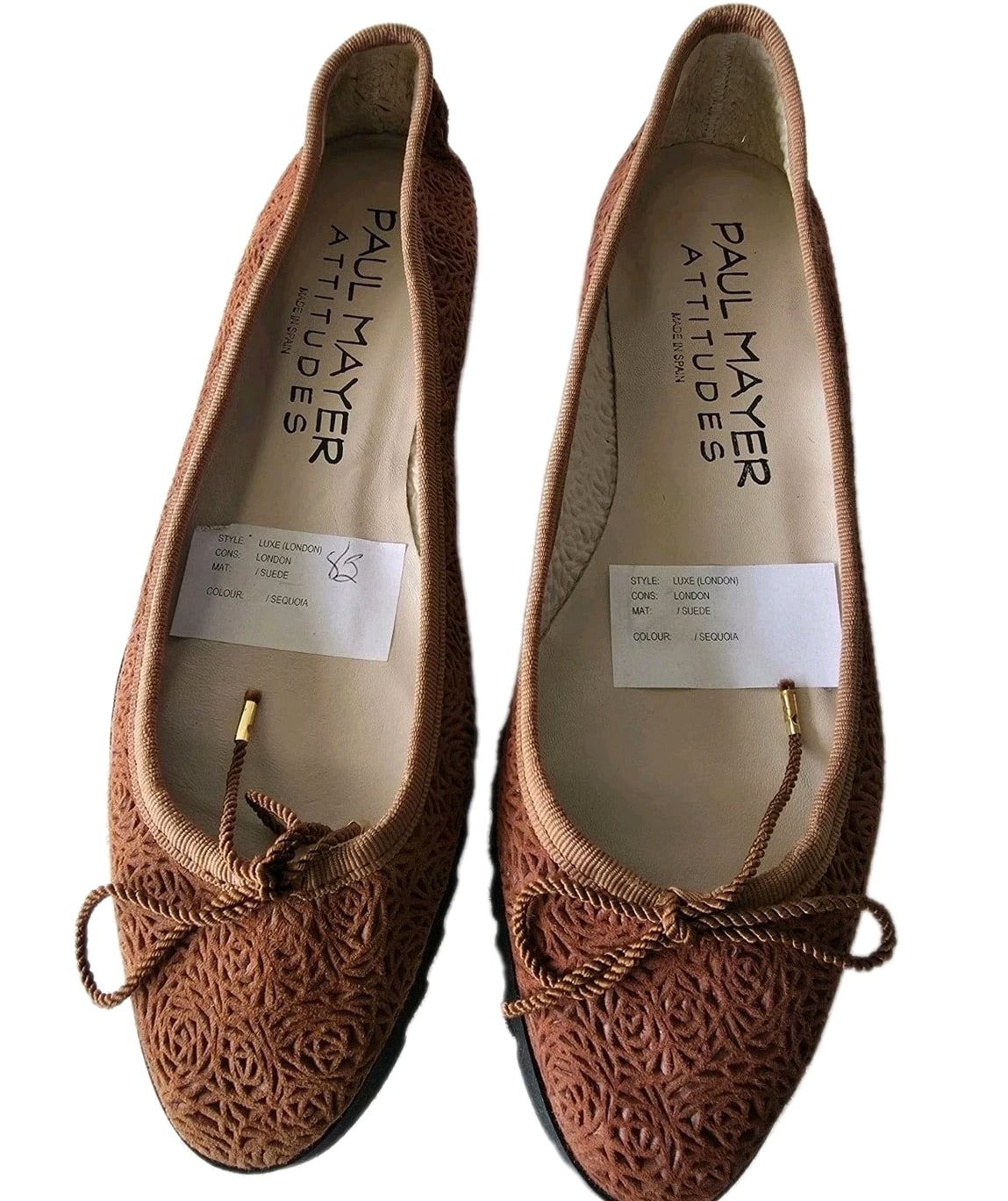 Paul Mayer Attitudes Lazer Cut LUXE London Brown Suede Ballet Flats 8