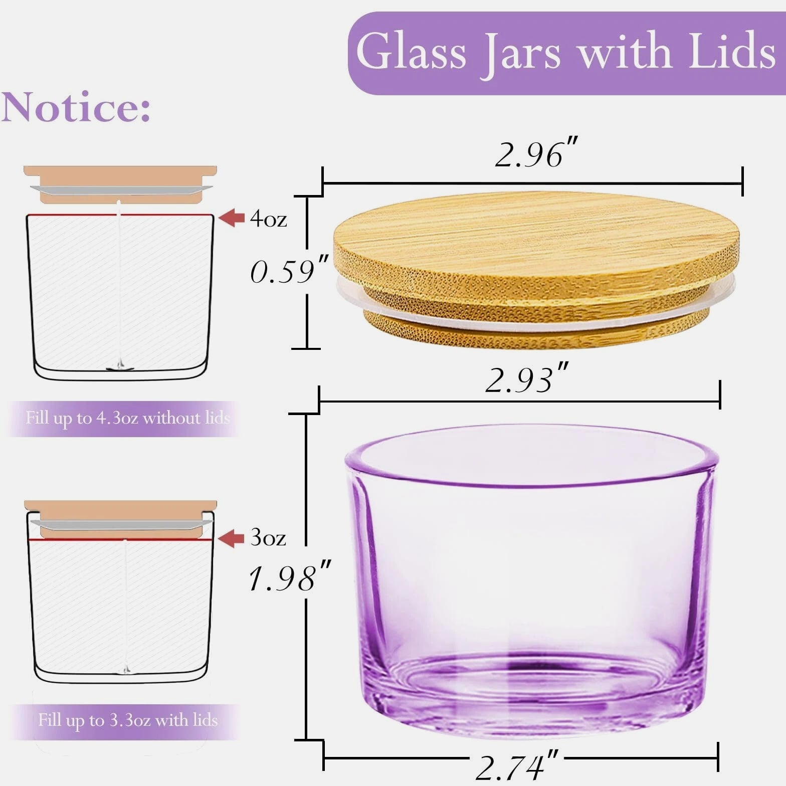 15 Pack 4 oz Glass Candle Jars with Bamboo Lids for Candle Making, Soy Wax