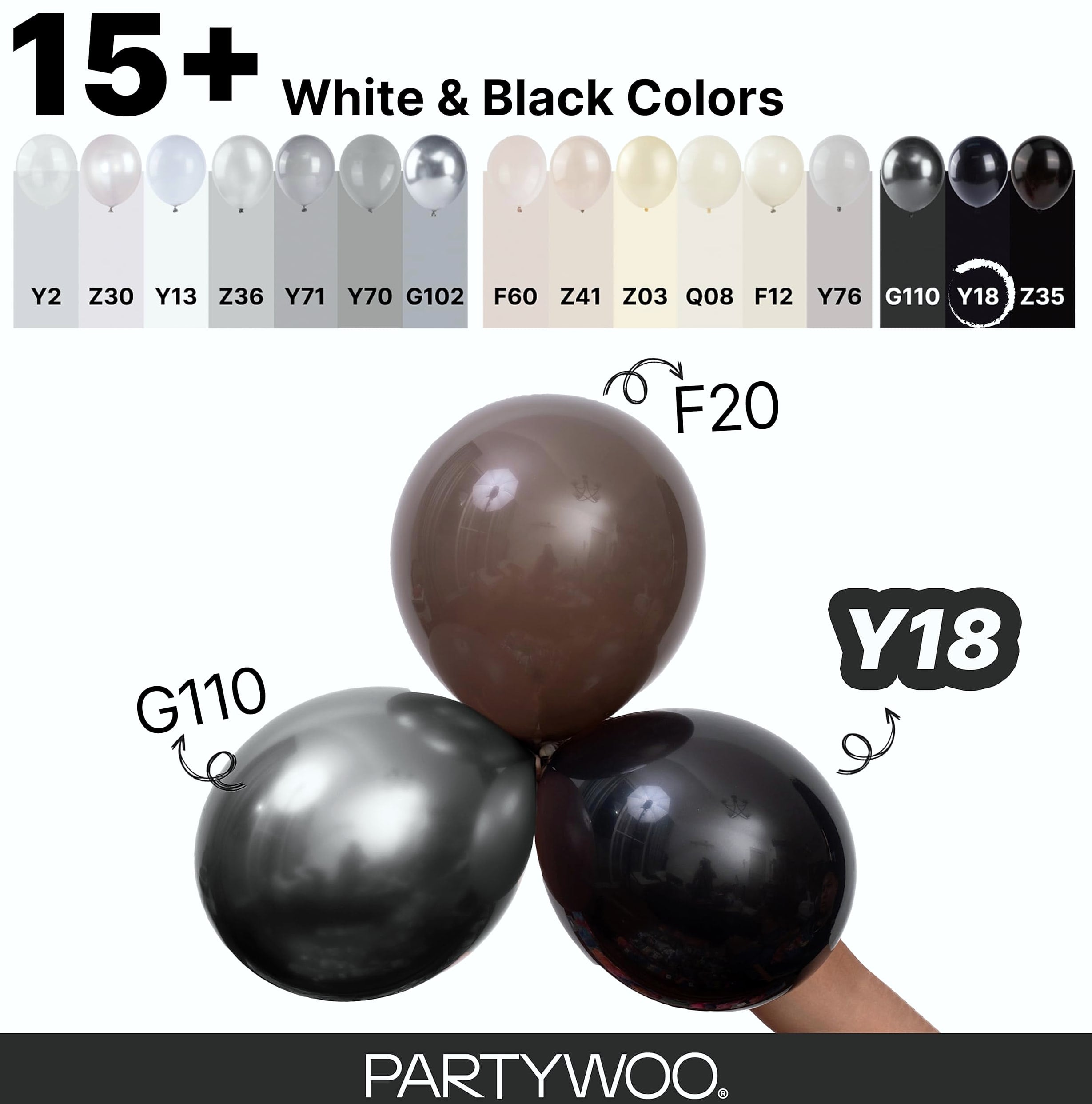 PartyWoo Black Balloons 140 pcs Arch Kit, 5-18 Inch