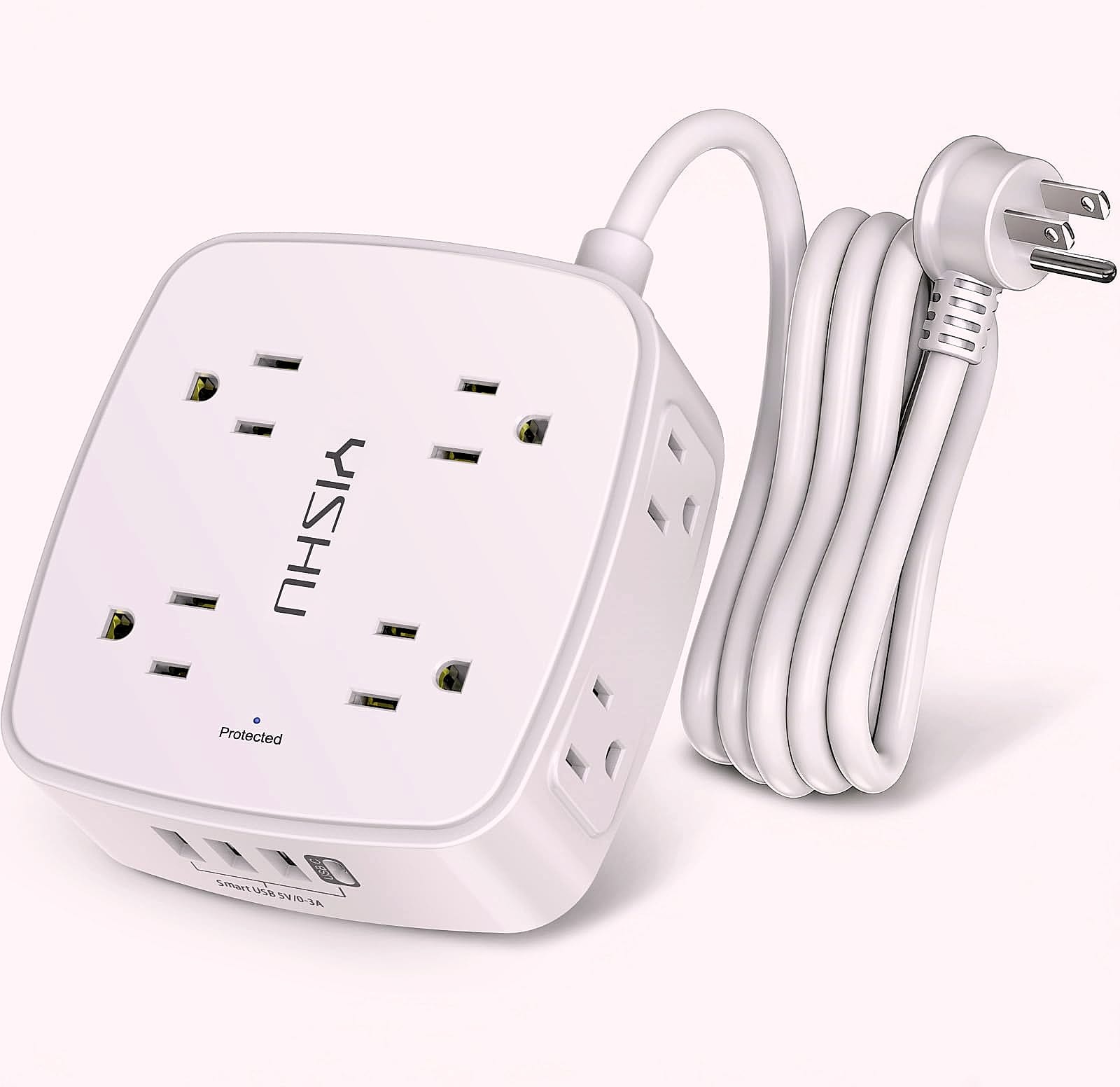 YISHU 6 Ft Surge Protector Power Strip, 8 Outlets 4 USB