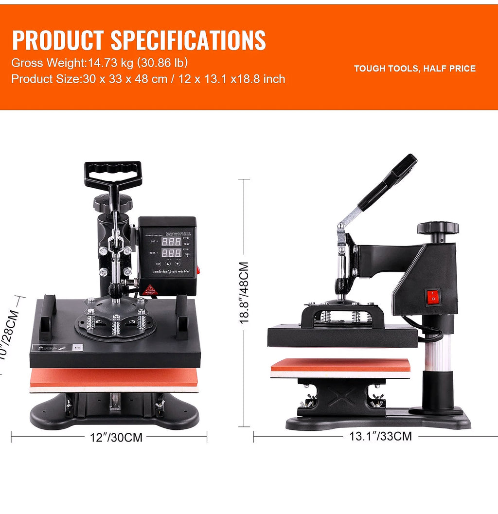 SucceBuy 12x10 Heat Press Machine 650W Swing Away Transfer