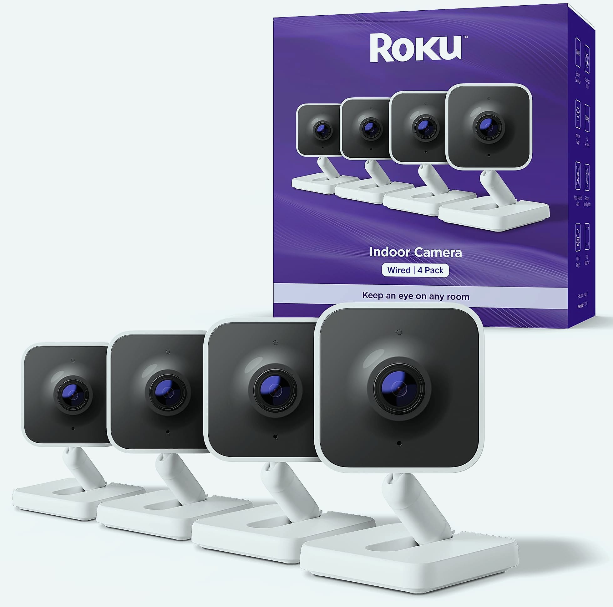 Roku Indoor Camera 4-Pack 1080p HD Night Vision Home Security