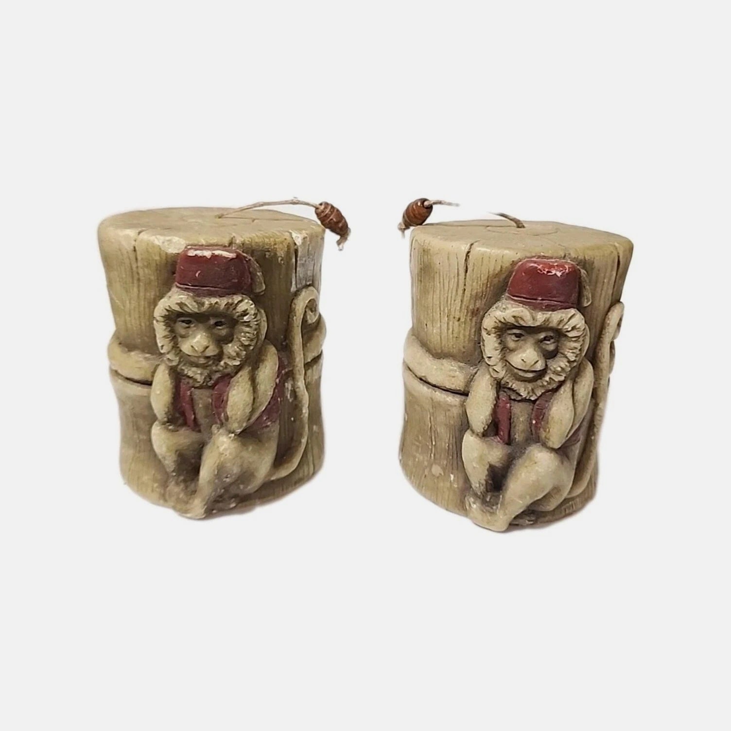 Vintage 2 Lava Candle Monkey Hear No Evil, Four Inches High Single Wick W/bead