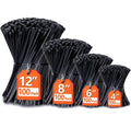 ANOSON Zip Ties Assorted Sizes 400 Pack Cable Ties UV Resistant