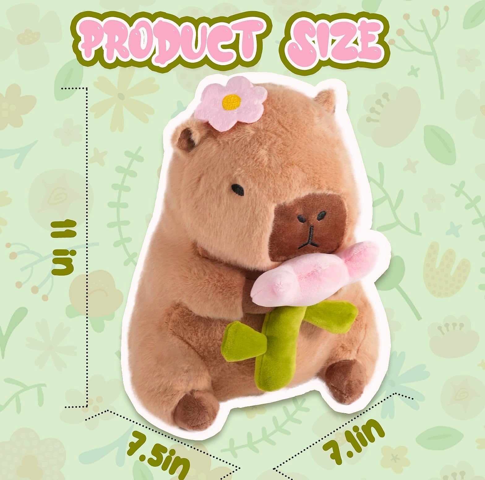 CHDBLOCK Flower Capybara Plush Toy, 11 Inch Soft Stuffed Animal