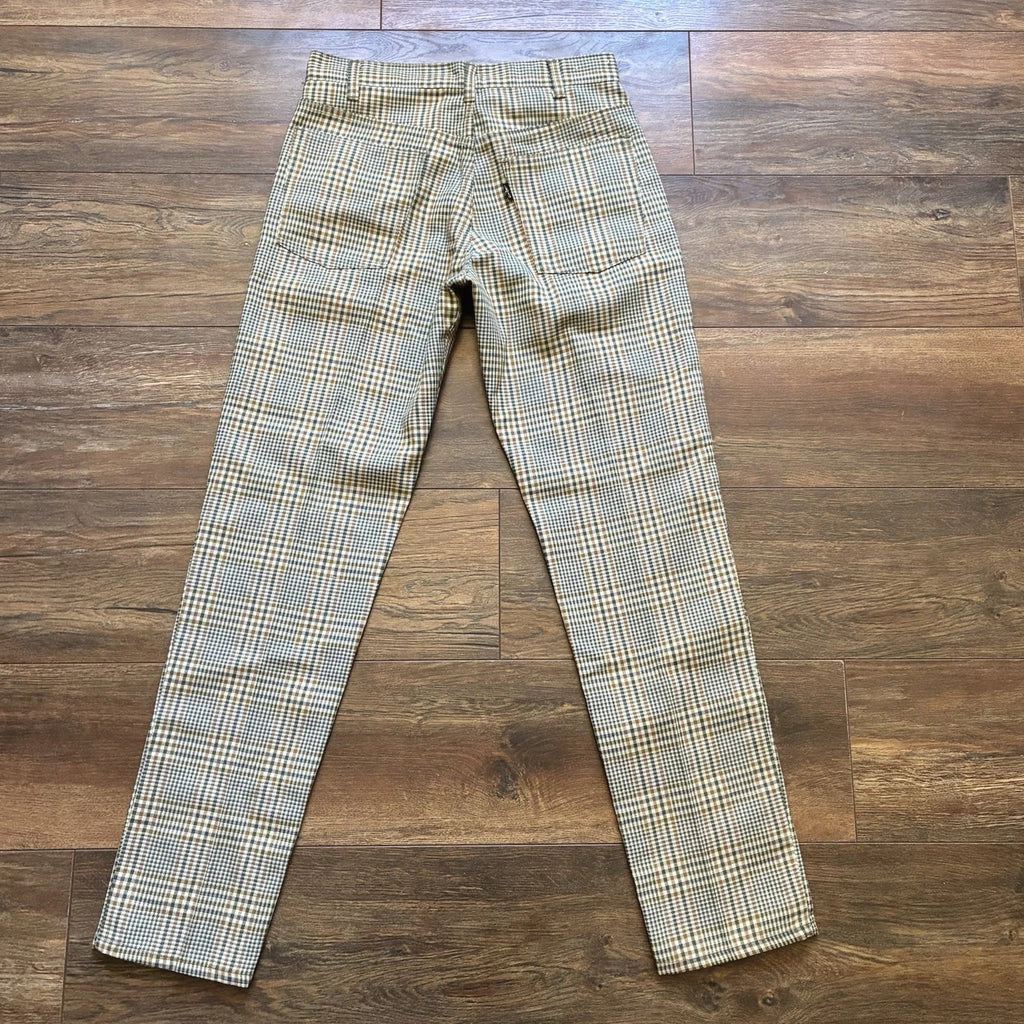 Vintage Levi's Big E Plaid Pants 60s MOD Sta-Prest Black Label Gold 30x31.5