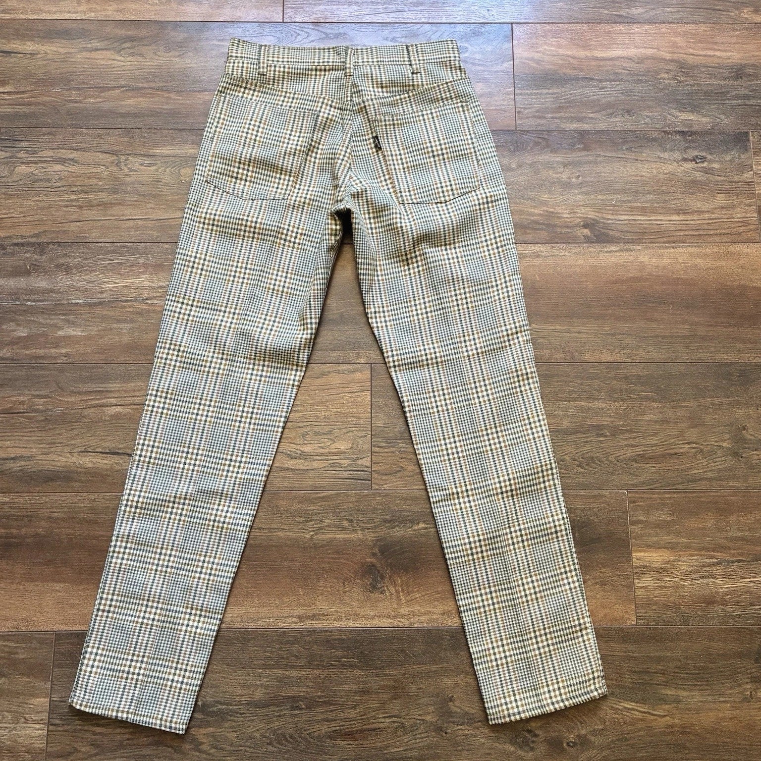 Vintage Levi's Big E Plaid Pants 60s MOD Sta-Prest Black Label Gold 30x31.5